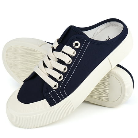 JENN ARDOR Womens Canvas Sneakers Slipper Shoes Slip On Mules Shoes Low Top Backless Casual Sneakers for Walking Size 6-10