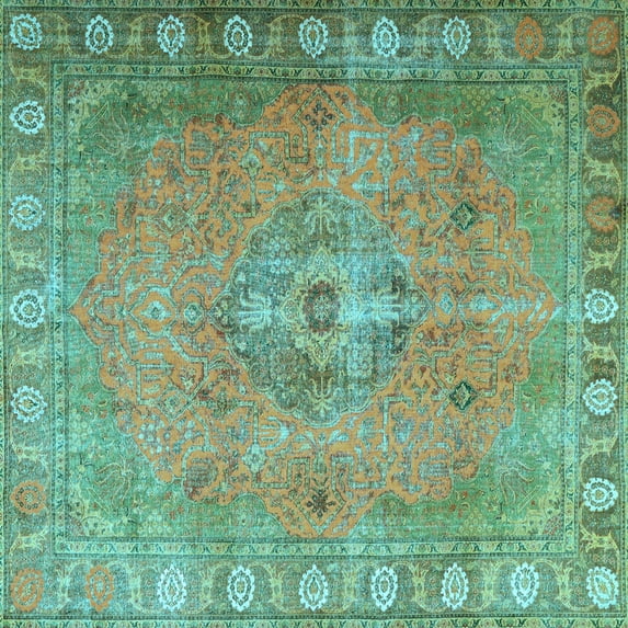 Ahgly Company Indoor Square Persian Light Blue Traditional Area Rugs, 3' Square
