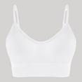 thumbnail image 2 of Feancey Womens Wireless Sports Bras Ribbed Knit Open Back Yoga Bra Spaghetti Strap Casual High Impact Workout Bras Breathable No Underwire Everyday Underwear White M, 2 of 9