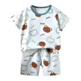 thumbnail image 2 of XUELUO Baby Boys Casual Outfit Sets Summer Cartoon Print Crew Neck Short Sleeve Tops And Shorts Two Piece Loose Casual Outwear,Blue,6-12 Months, 2 of 4