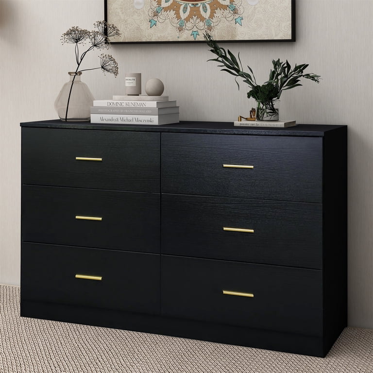 Spaco Dresser for Bedroom 6 Drawers Dresser Chest of Drawer Bedroom Furniture, Black Dresser Spaco Dresser for Bedroom 6 Drawers Dresser Chest of Drawer Bedroom Furniture, Black Dresser