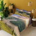 thumbnail image 3 of Ambesonne Nature Fitted & Top Sheet Set with Shams, Rising Sun Calm River, Multicolor, 3 of 5
