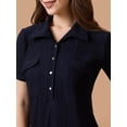 thumbnail image 4 of Globus Women Self Design Shirt Collar Pocket Detail Midi Sheath Workwear Dress, 4 of 6