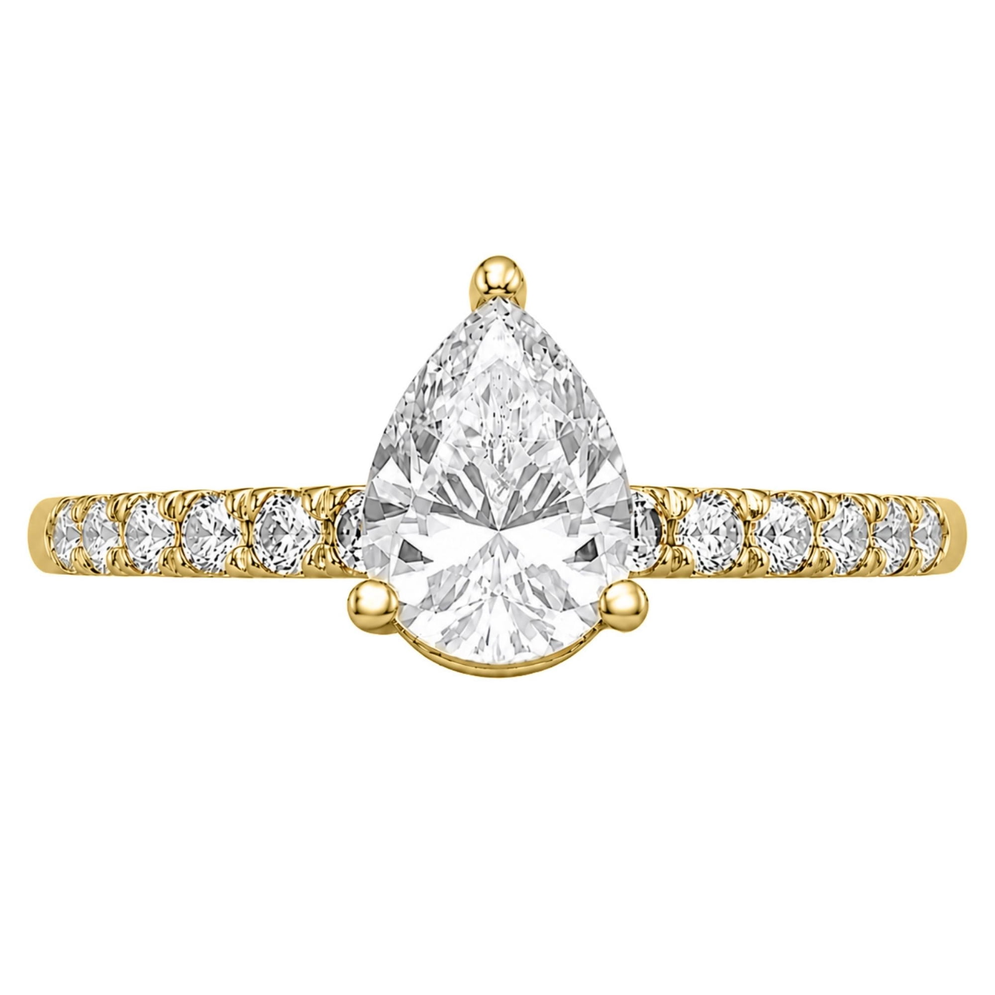 Diamonair Lab-Grown Diamond Solitaire Ring for Women | 14K Yellow Gold | Pear Cut | Prong Setting | F Color, VS+ Clarity | 4.50 Total Carat Weight
