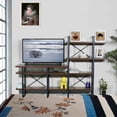 thumbnail image 2 of Davee Furniture Open Antigue Wood Shelves 6-tier Entertainment TV Stand - 56.69*82.68*13.78 inches, 2 of 5