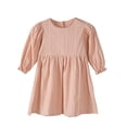 thumbnail image 2 of HOMADLES Little Girls Long Sleeved Dresses 1-6 Crewneck Solid Layering Kid Girls Dresses Casual Soft Clothing Dress Pink 4 T, 2 of 9