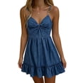 thumbnail image 2 of Karymi Womens Dresses V-Neck Linen Blend Midi Dress, Short Sleeve Button Down Casual A-Line Dress with Pockets, Loose Fit Swing Tunic Dress Sundress, 2 of 6
