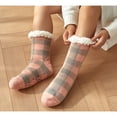 thumbnail image 5 of LYMAYTER Slip Grip Socks for Women Classic Buffalo Plaid Mid-Calf Socks Winter Non-Skid Warm Slipper Socks, 5 of 8