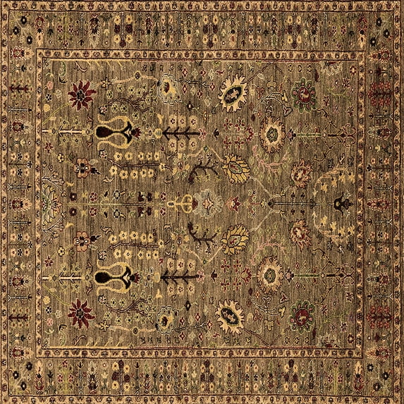 Ahgly Company Indoor Square Oriental Brown Industrial Area Rugs, 4' Square