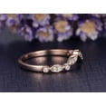 thumbnail image 3 of 0.25 Carat 10k Rose Gold Wedding Band with Moissanite Diamonds Anniversary Ring Antique Flower V Design Antique Style Band, 3 of 5