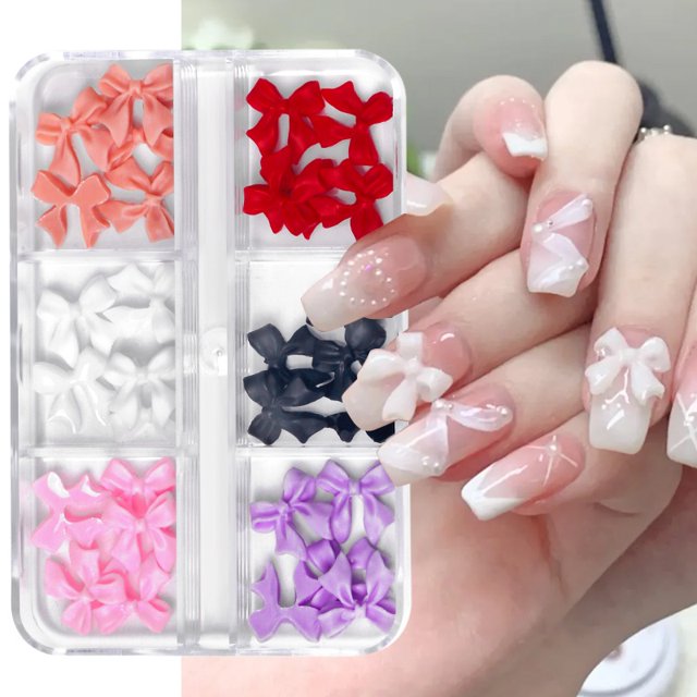 6 Rejillas 3D Flor Acrílica Blanca Para Uñas Resina Cuentas De Acero Oro Decoraciones De Mezcladas