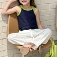 thumbnail image 5 of Liyamei Girls Tops Casual Summer Sleeveless Color Block Stretchy Tank Top For Toddler Kids Teenage Comfortable Breathable Outfit Girls Plus Size Tops Size 5-6 Years, 5 of 5