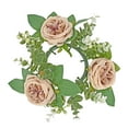 thumbnail image 2 of Anillo de vela de Pilar, corona Artificial, corona verde, arreglo Floral, corona decorativa pequeña bohemia para mesa de sala de estar champán, 2 of 9