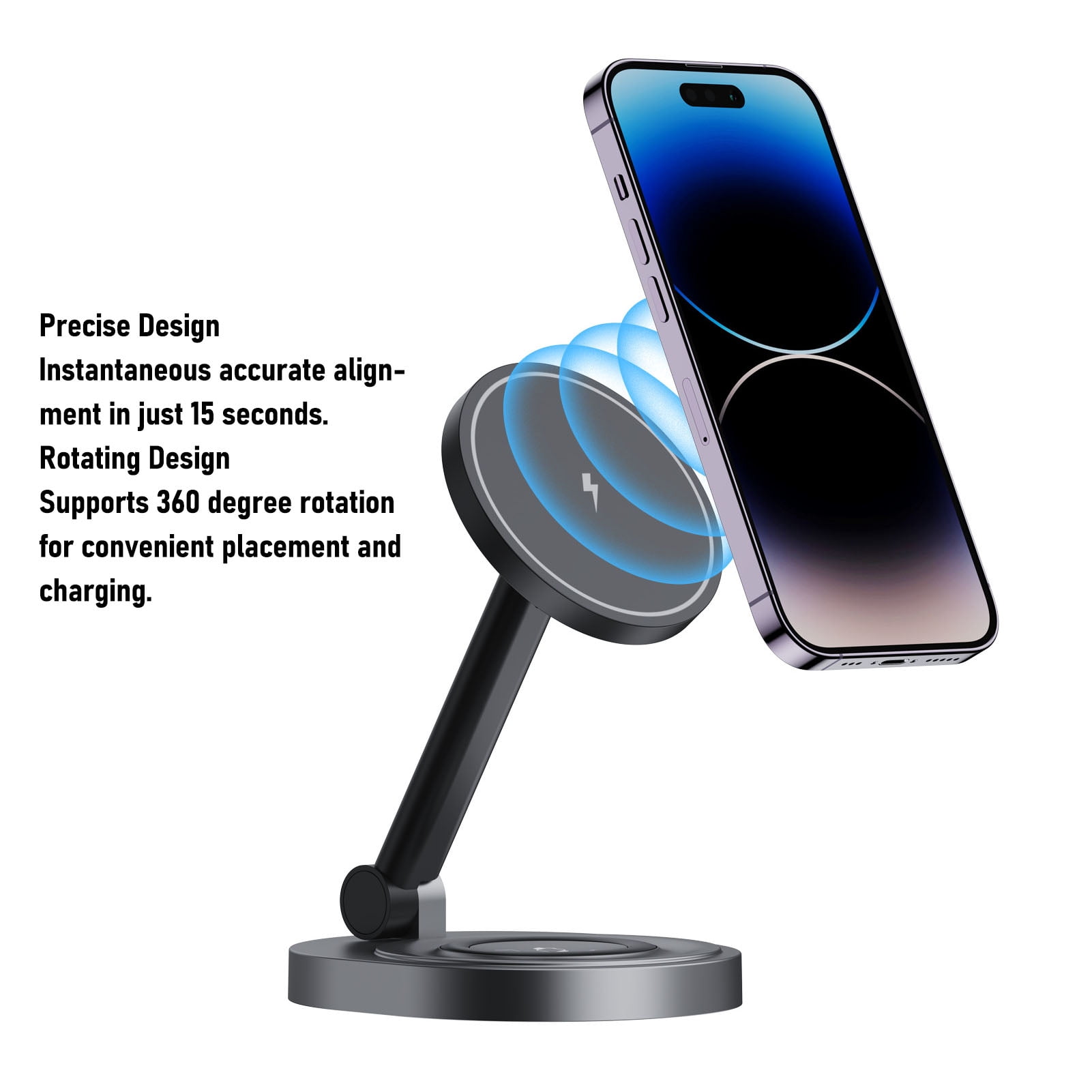 Suodoka Magnetic Wireless Charger Station 3-in-1 Fast Wireless Charging Stand compatible with iPhone 16/15/14/13/12 Pro Max, Apple Watch, AirPods (5.51x3.54x1.97 inches / 14x9x5 cm, Black)