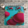 thumbnail image 3 of Ambesonne Oriental Quilted Bedspread Set 3 Pcs, Autumn Festival Pattern, King Size, Dark Coral and Sky Blue, 3 of 3