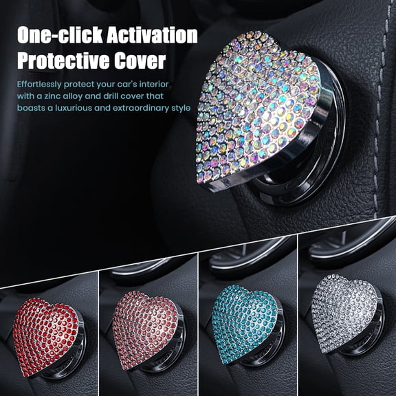 Xinyolin Push Start Button Cover - Car Engine Start Stop Button Cover, Sparkling Universal, Easy Installation Switch Cover