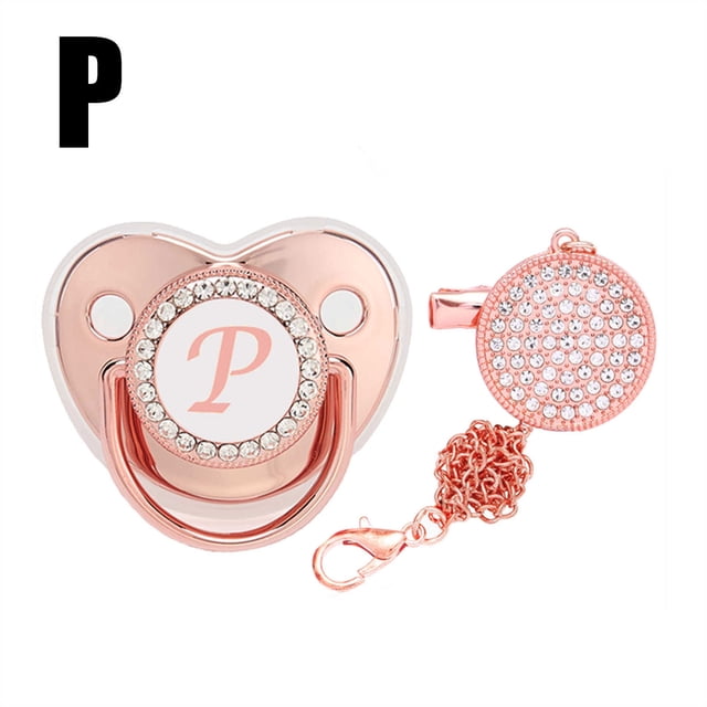 DPTALR Baby Pacifier 26 Letter Name Initial Clip Silicone Infant Nipple Bling Newborn Pacifier