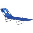 thumbnail image 1 of Outsunny Chaise Longue d'Extérieur, Chaise Longue Pliante Réglable avec Ouverture pour le Visage, Chaise de Bronzage Lit Bain de Soleil Inclinable, Bleu, 1 of 10