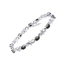 RYLOS Bracelets for Women 925 Sterling Silver Infinity Tennis Bracelet Gemstone & Diamonds Adjustable to Fit 7"-8" Wrist, 9 Gorgeous 6X4MM Black Star Sapphire Jewelry for Women Friendship Bracelets