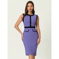 thumbnail image 4 of DARING DIVA Sheath Sleeveless Contrast Color Pencil Dress S Dusty Purple, 4 of 6