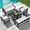 Black Frame / Khaki Cushion, variant on KINGYES 3 Pieces Outdoor Furniture Set, HDPE All Weather Use Conversation Couch Sets,2 Armchairs & 1 Coffee Table for Patio Backyard, Blue Frame with Gray Cushions