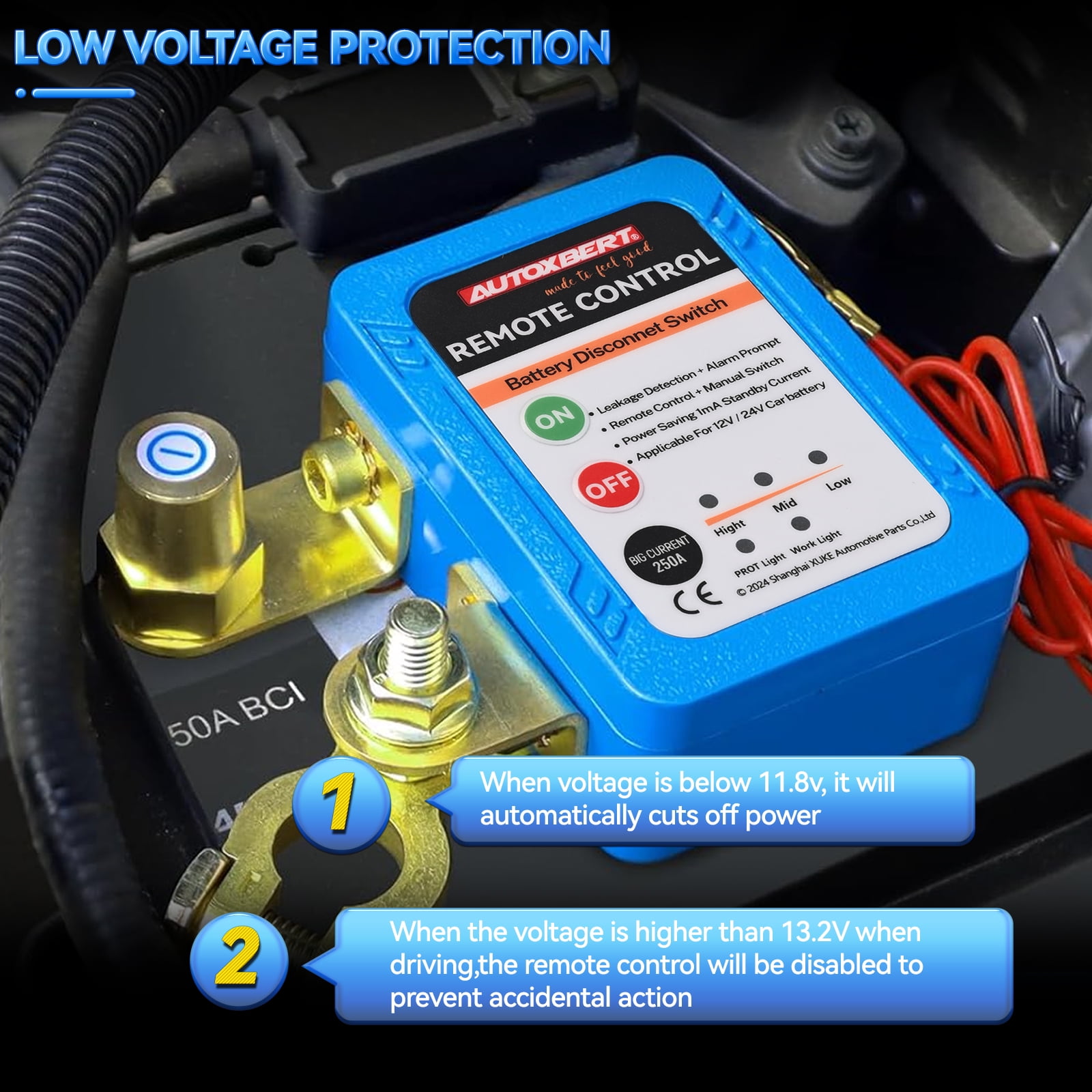 OEMASSIVE Car Remote Battery Disconnect Switch 12V 240A Battery Kill Switch for Auto RV ATV