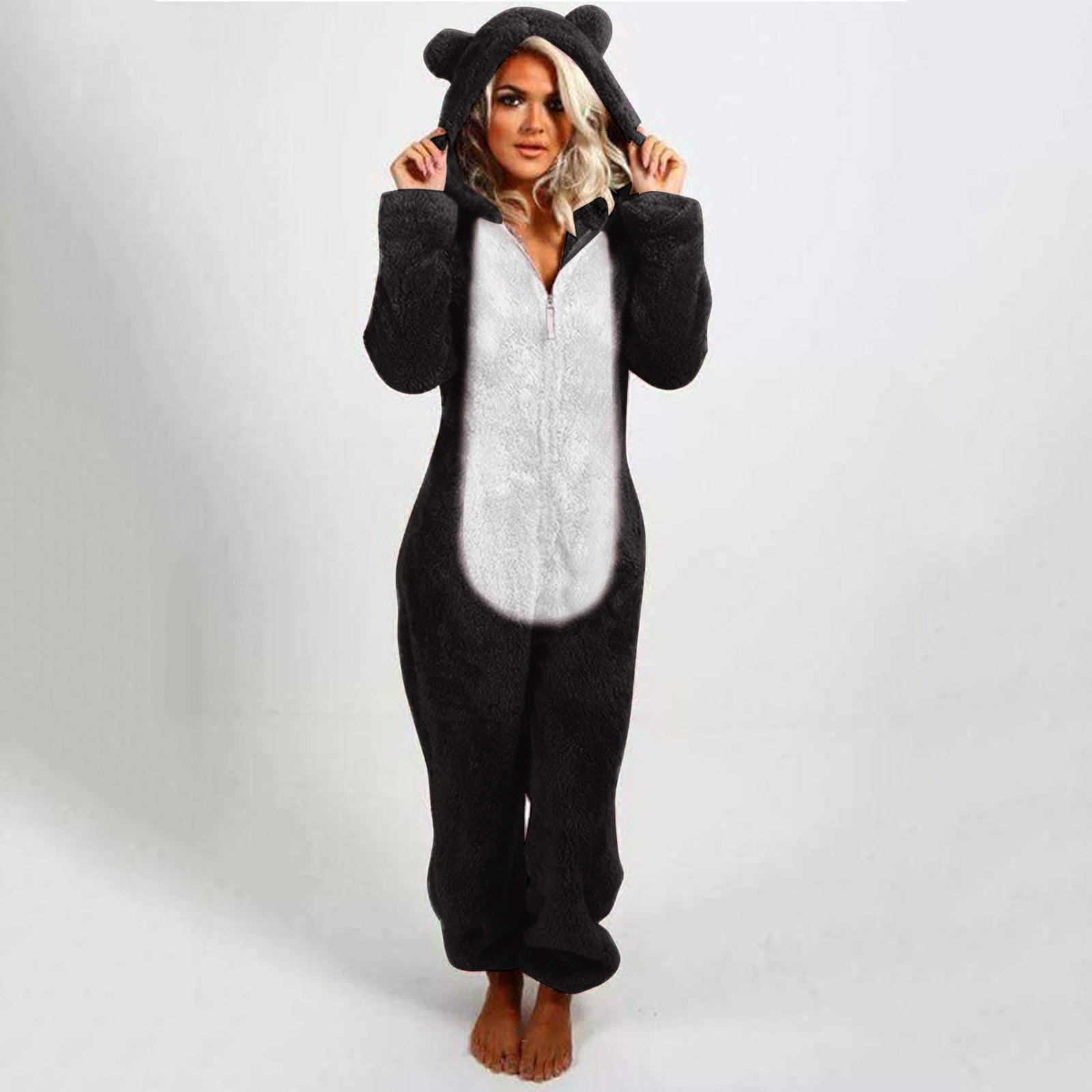 jsaierl Fuzzy Outfits for Women Cute Bear Costume Onesie