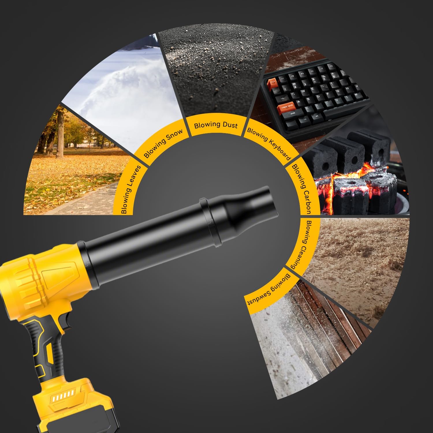 Leaf Blower Cordless - Lightweight Electric Handheld Blower with Battery and Charger, Infinitely Variable Speed, Replacement Nozzle, Turbojet Blower, Suitable for Yard Cleaning, Drying