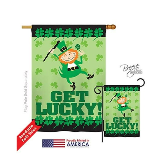 Breeze Decor 02028 St Pats Get Lucky 2-Sided Vertical Impression House Flag - 28 x 40 in.