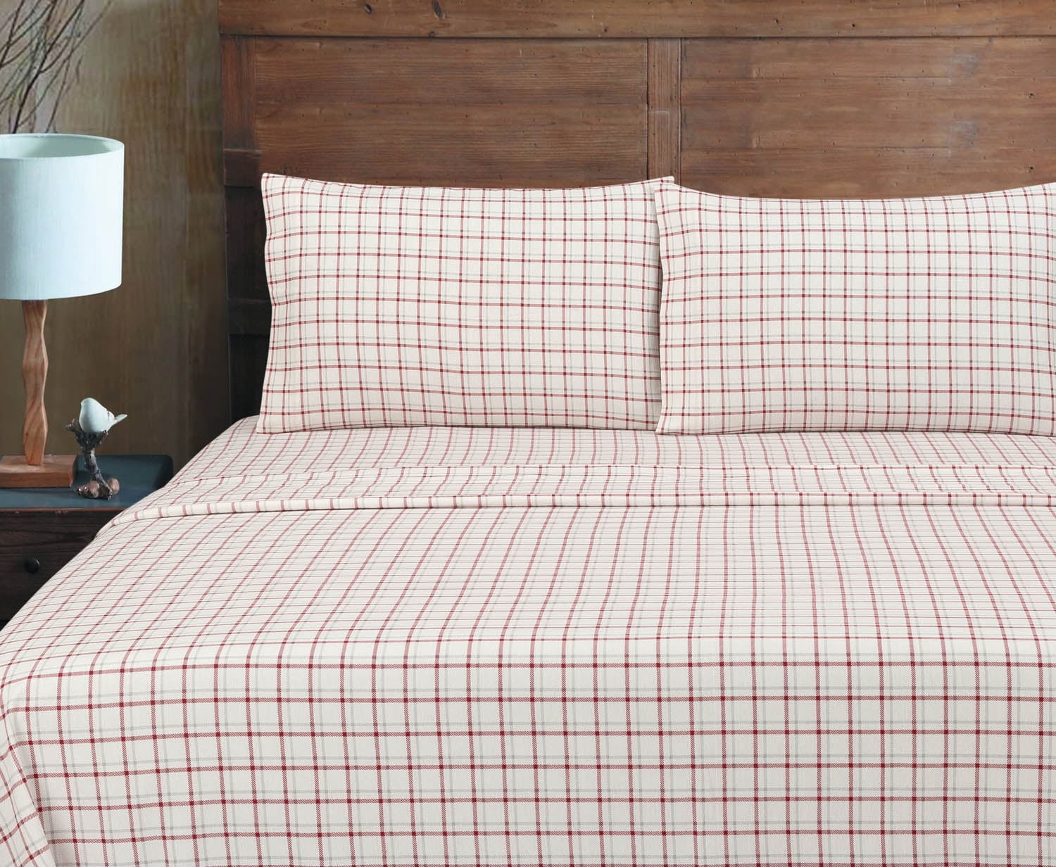 Mainstays 4-Piece Flannel Sheet Set, Red Plaid, Full
