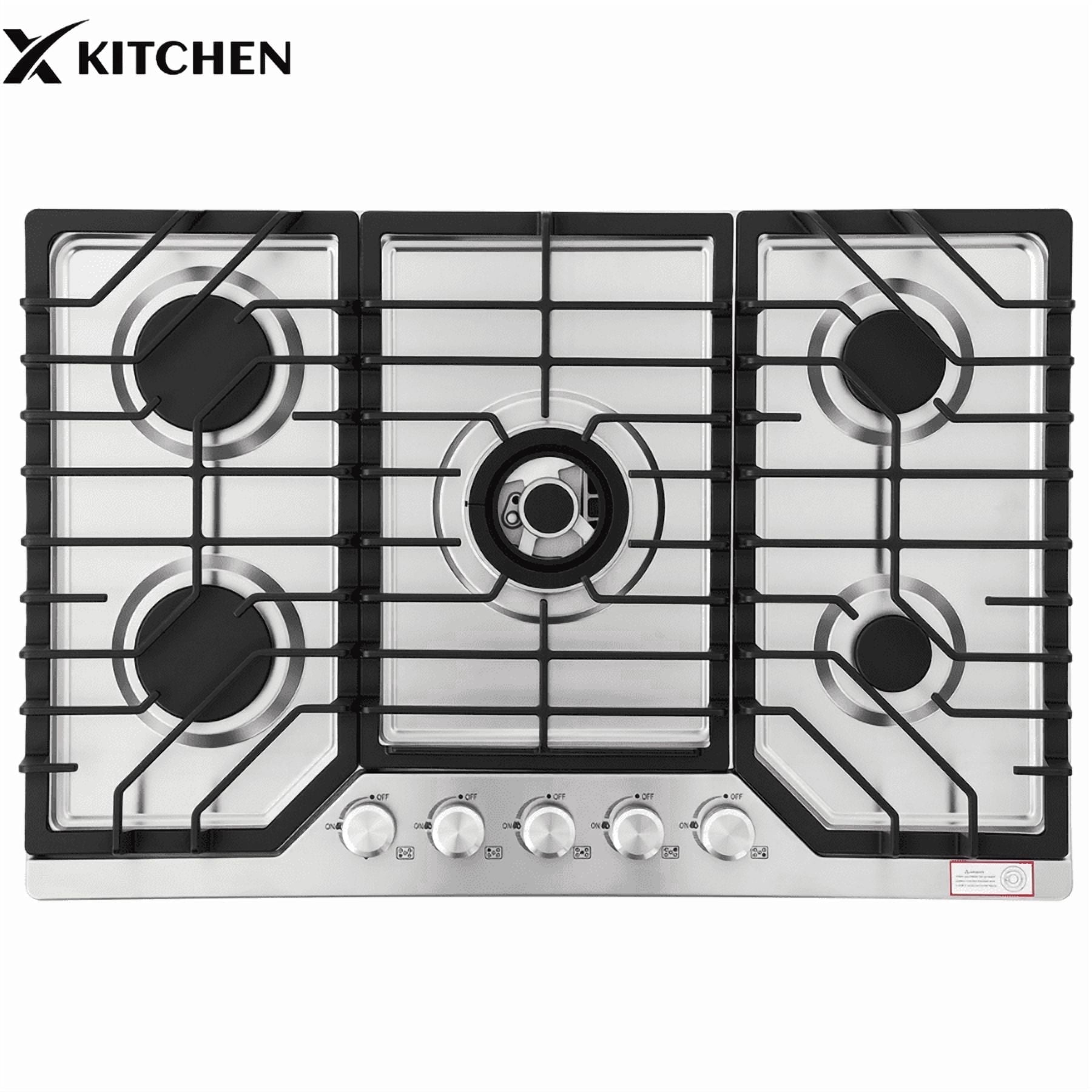 30 in. 5-Burner Gas Cooktop in Stainless Steel with Quick Boil and Simmer Burner