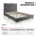 thumbnail image 3 of Costway Full Upholstered Bed Frame Mattress Foundation with Button Tufted Velvet Headboard, 3 of 10