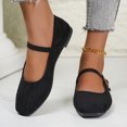 thumbnail image 2 of FRSASU Flats for Women Dressy Square Toe Ankle Strap Mary Jane Shoes Casual Slip On Flats Comfortable Ballet Black, 2 of 7