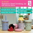 thumbnail image 2 of 10oz Stainless Steel Kids + Toddler Drinking Cups | The Original Mason Jar with Sleeves + Lids | Silicone Straws | Smoothies | Storage Jar | Spill Resistant | Dishwasher Safe | 4 Pack, 2 of 3