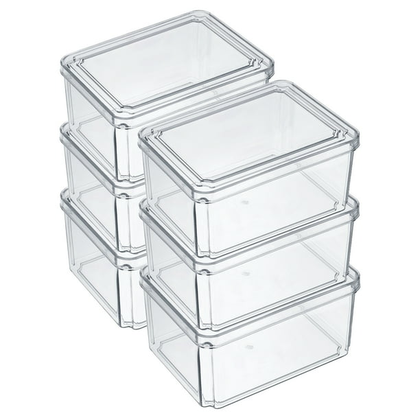 Alimentos Almacenamiento Contenedores Juego 6uds, Plástico Alimentos Almacenamiento Organizador Contenedores para Refrigerador, Cocina & Despensa Contenedores-Blancas