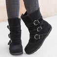 thumbnail image 4 of Winter Boots for Womens,Low Heel Slip On Casual Ankle Boots with Ring Buckle and Side Zipper Buckle Winter Bootie Black Women Sandal, 4 of 7