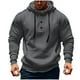 thumbnail image 2 of Sudadera con capucha para hombre, color liso, a la moda, con bolsillo, botón, cordón, informal, deportiva, de manga larga, cárdigan con capucha, sudadera para hombre, blusa de poliéster, 2 of 5