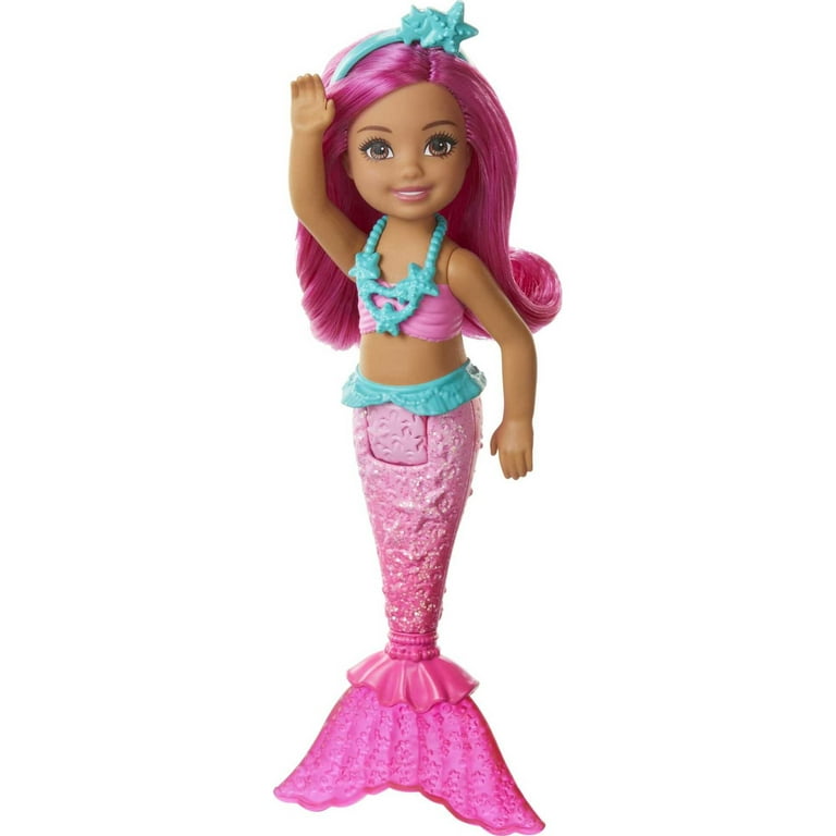 Barbie Dreamtopia Chelsea Mermaid Small Doll with Pink Hair Tail Tiara Accessory 6.5 inch