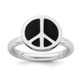 thumbnail image 1 of 925 Sterling Silver Stackable Expressions Polished Black Enameled Peace Sign Ring Size: 8; for Adults and Teens; for Women and Men, 1 of 5
