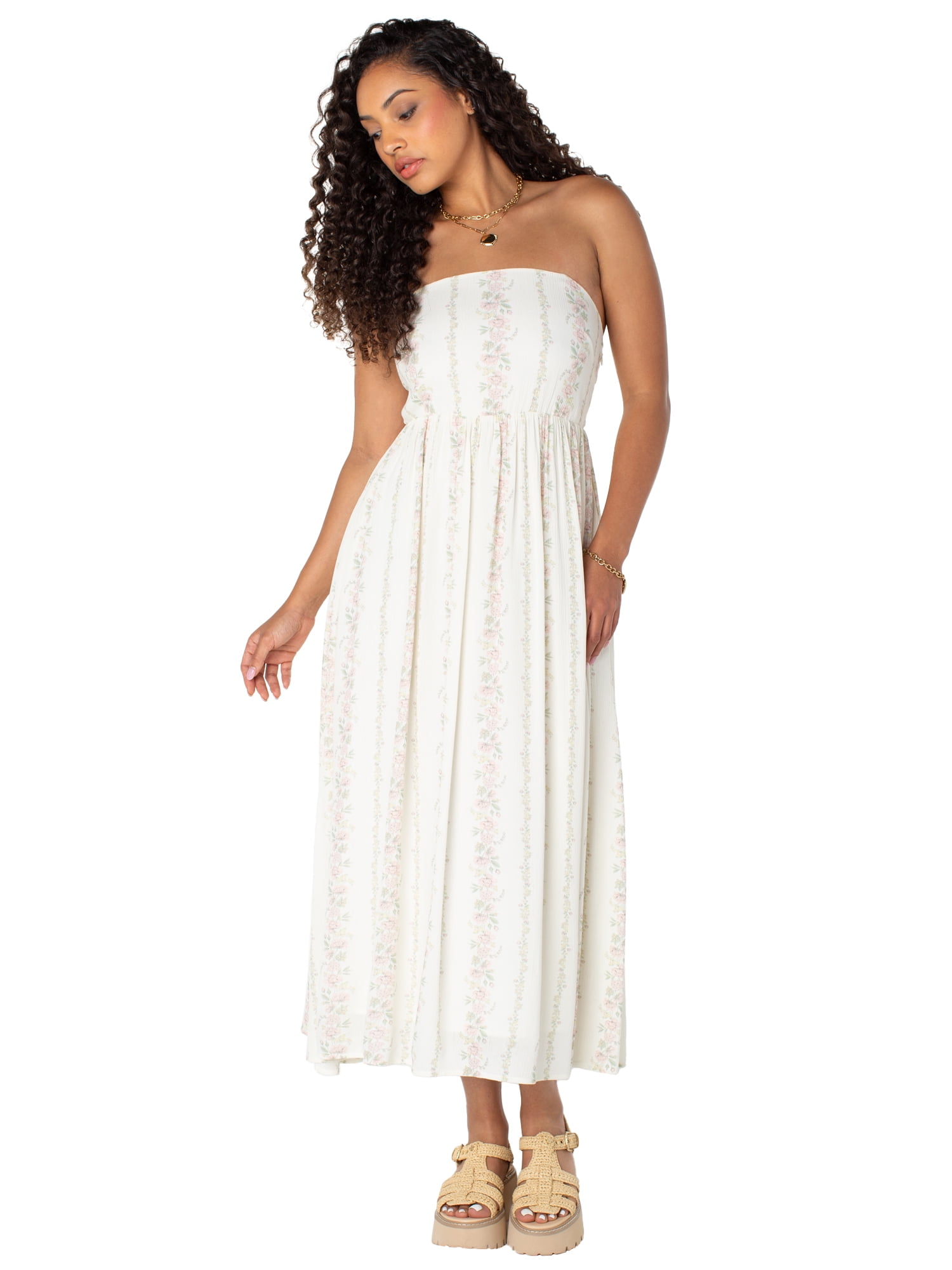 Bridgerton Celebrity Pink Women's Tie Back Midi Dress, Sizes XS-XXXL