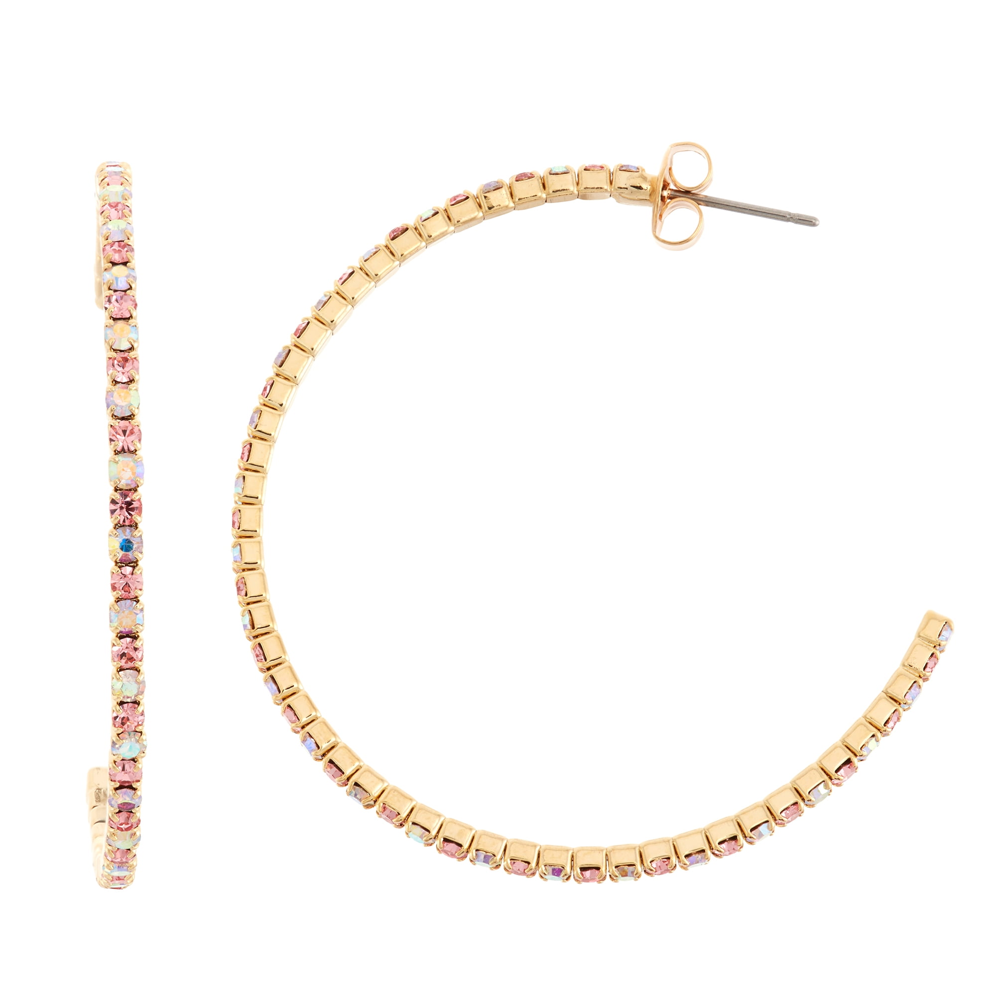 X and O X & O 14KT Gold Plated 45mm JHoop Earring in Light Rose and
