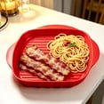 thumbnail image 3 of Red PP Microwave Cooking Tray，Microwave Bacon Cooking Tray with Lid, Durable PP Material, Grease Drain Design, Dishwasher Safe, Fast Meal Prep, Kitchen Gadget for Crispy Bacon, 3 of 12