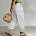 thumbnail image 7 of Ihhxva Women's High Waisted Wide Leg Cargo Pants Stretch Multi-Pockets Belted Summer Casual Work Daily Wear S-2XL, 7 of 7