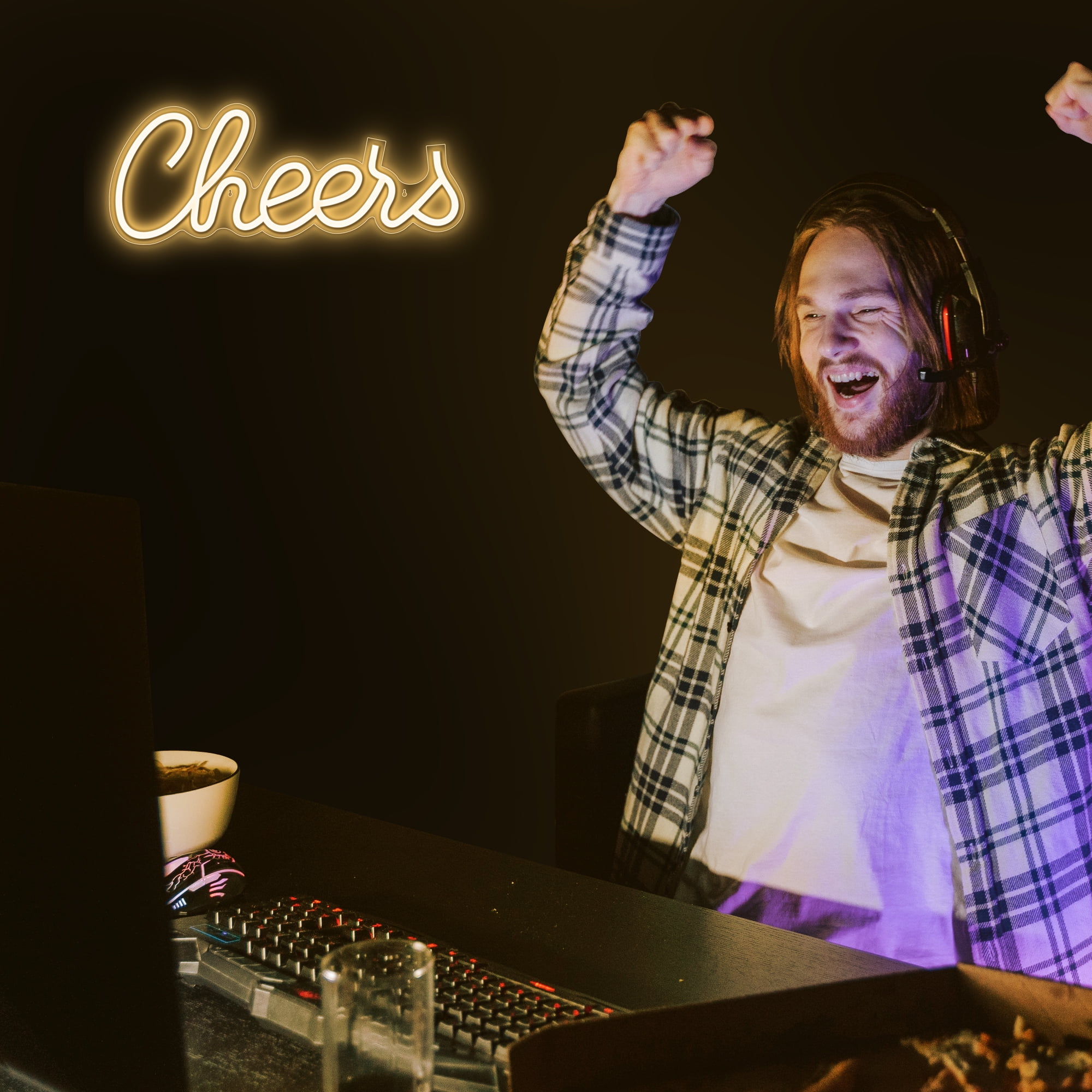 Lumoonosity Cheers Neon Sign 13 x 5.1 Inch, USB Powered Premium Acrylic LED Neon Sign