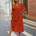 thumbnail image 5 of JNGSA Womens Fall Fashion 2023 Dress, Womens 2023 Fall Wedding Guest Dress V Neck Long Sleeve Tie Waist Dress Long Maxi Dress, 5 of 7