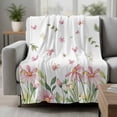 thumbnail image 2 of Pink Spring Floral Blanket Soft Cozy Warm Throw Blanket for Couch, Plush Fuzzy Flannel Fleece Blankets for Sofa, Pastoral Flowers Farmhouse Bed Blankets Lightweight Gifts for Women, 50"x80", 2 of 9
