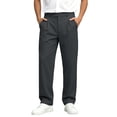 thumbnail image 5 of Men's Pleated Dress Pants Straight Leg Slacks Business Casual Trousers Old Money Style with Belt Loops Slant Pockets for Office Work, Dark Gray, S, 5 of 8