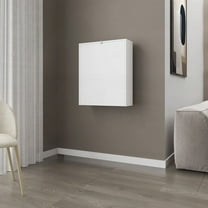 Modern White Wall-Mounted Drop-Leaf Table with Storage