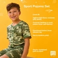 thumbnail image 4 of Saint Eve Kids Boys Pajamas, 2 Piece PJ Set Button Down Sport Jersey with Shorts - Green Camo, 4 of 6