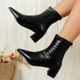 thumbnail image 4 of Heisall Women's Boots Back Zipper Pointed Toe Chunky Heel Mid Heel Ankle Boots Fashion Casual, 4 of 8